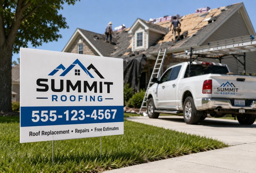 best roofing yard signs