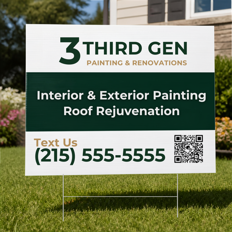 Corrugated plastic yard sign mounted on metal H-stakes