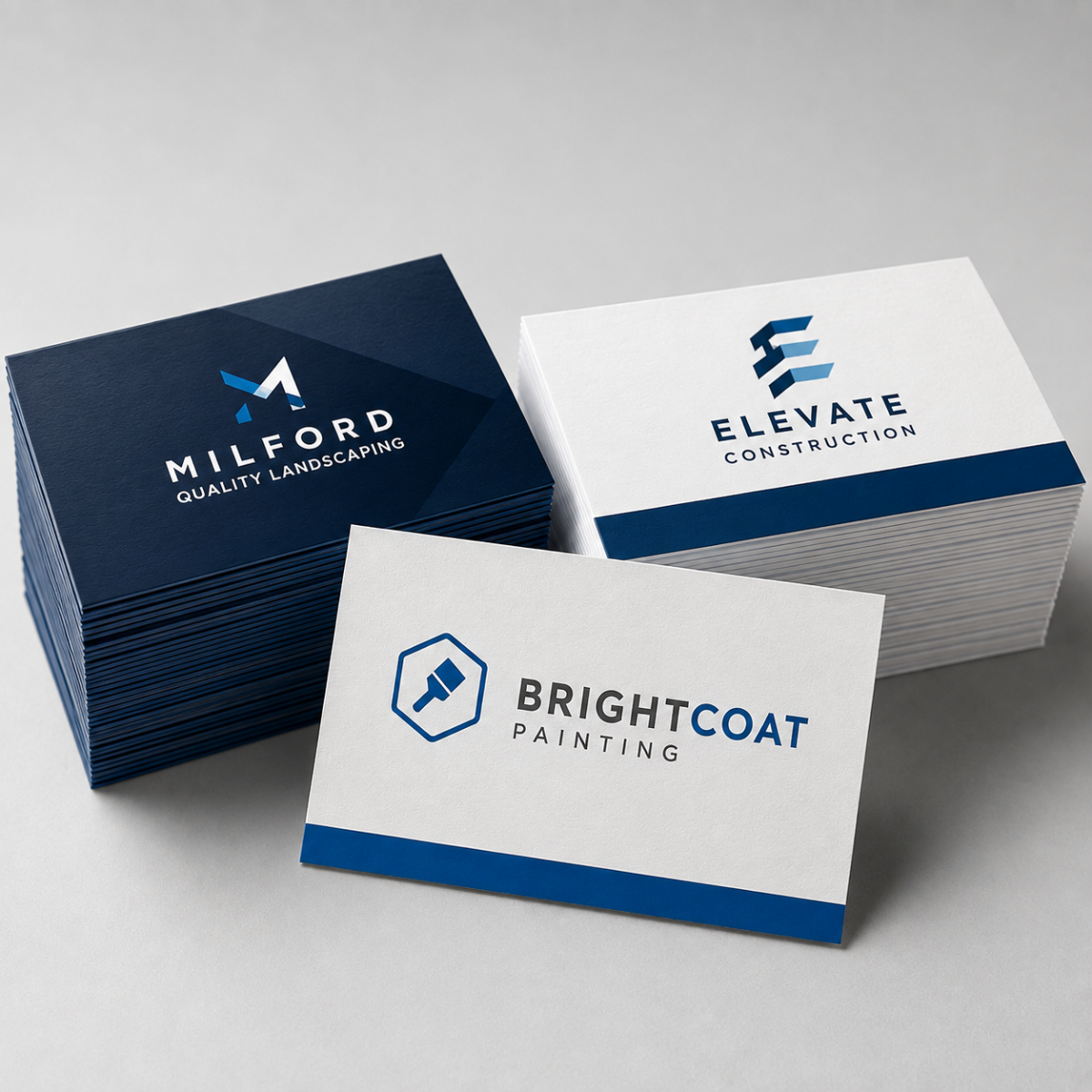 Stack of full-color business cards on heavy stock